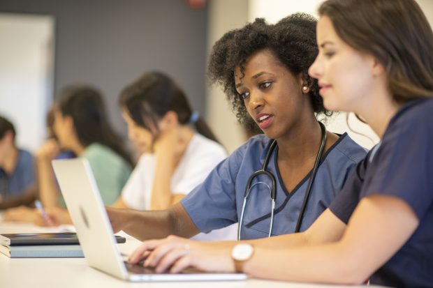 Medical students studying