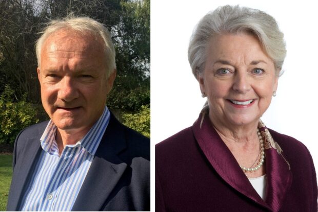 Headshots of Sir Gordon Messenger and Dame Linda Pollard